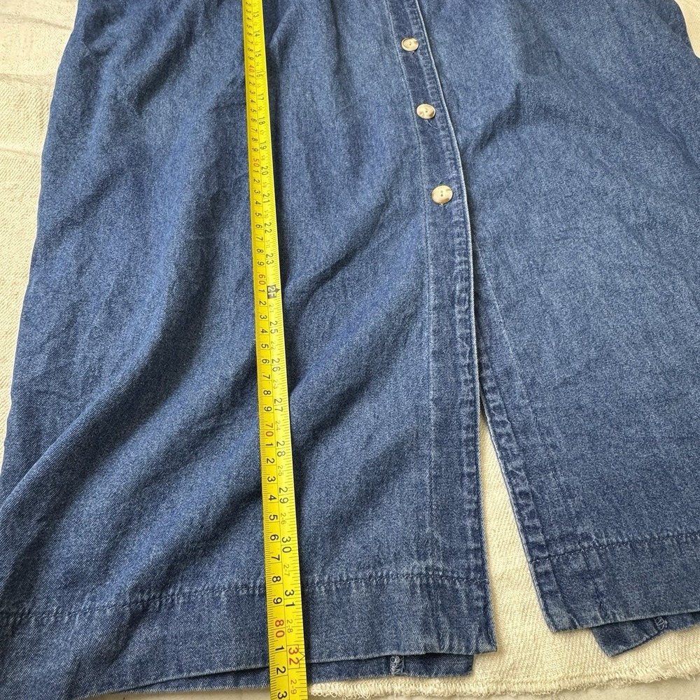 VTG Denim Midi Shirt Dress Womens 18 Long Sleeve Buttons Modest Prairie Cottage - Picture 8 of 14
